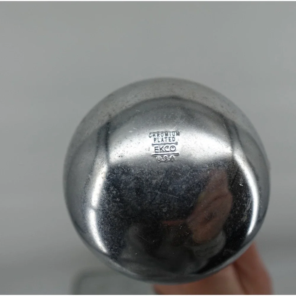Vintage EKCO Chromium Plated Soup Ladle Black Handle‎ Made in USA Pour Spout